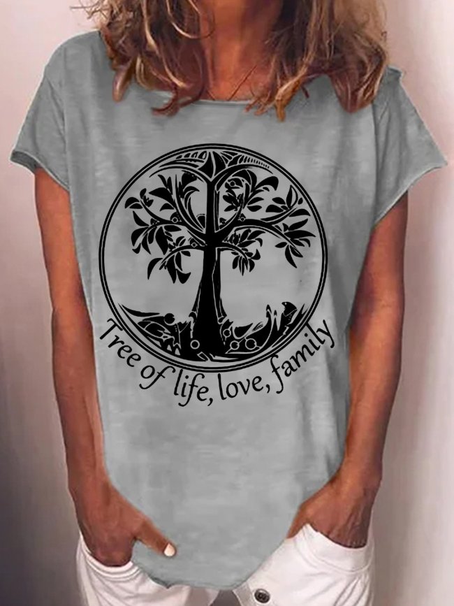 Womens Tree of Life,love,family Print Short Sleeve T Shirts Top
