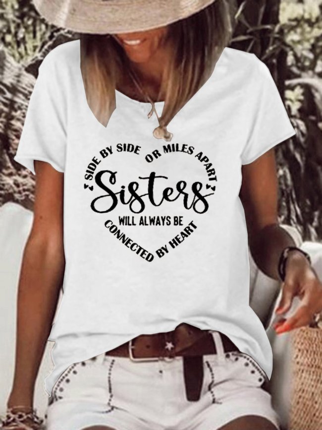 Sisters Will Always Be Connected By Heart Women's Shirts & Tops