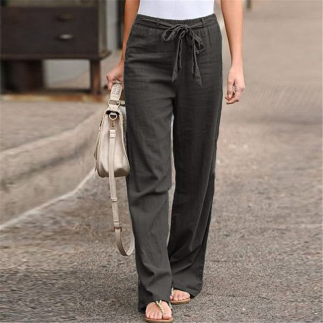 Solid Color Wide Leg Pants Loose Long Trousers