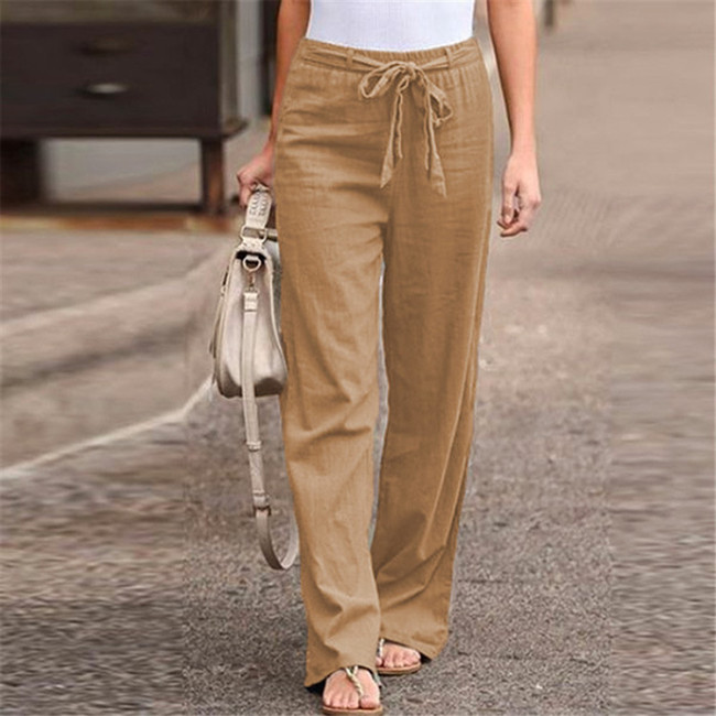 Solid Color Wide Leg Pants Loose Long Trousers