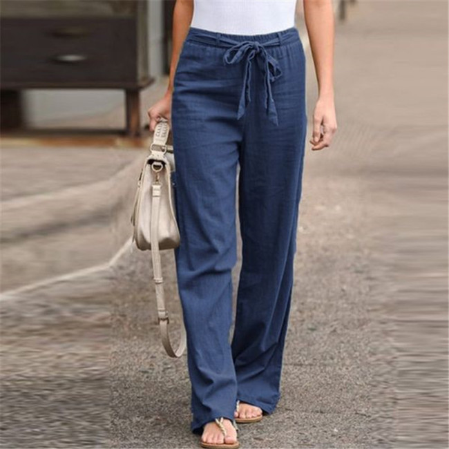 Solid Color Wide Leg Pants Loose Long Trousers