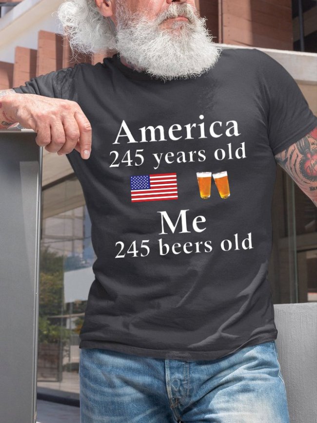 2022 American Flag Day Funny Beer Print T-Shirt
