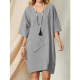 Women's Solid Color Mid Skirt Pullover Urban Casual Loose Cotton Linen Dress