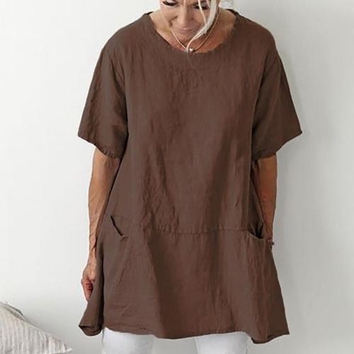 Women's Short Sleeve Crew Neck Pocket Top Plus Size T-Shirt