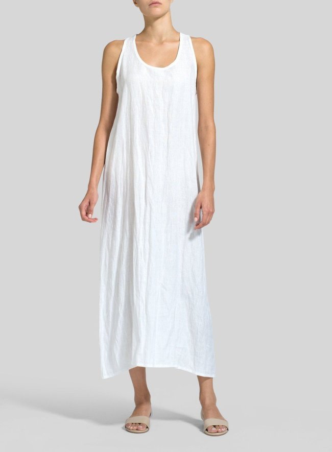 Women's Loose Cotton Linen Long Tank Top Dress Sleeveless Maxi Dress