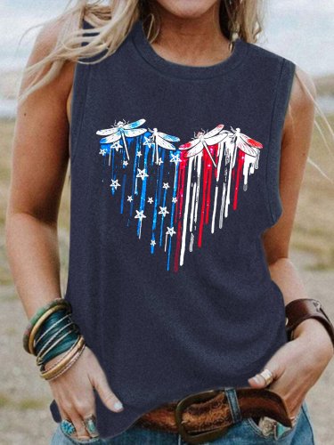 American flag Dragonfly Casual Tanks & Camis