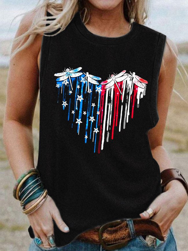 US$ 19.99 - American flag Dragonfly Casual Tanks & Camis - www.zicopop.com