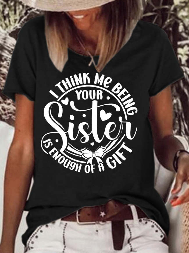 Womens Sister Crew Neck Cotton T-Shirt