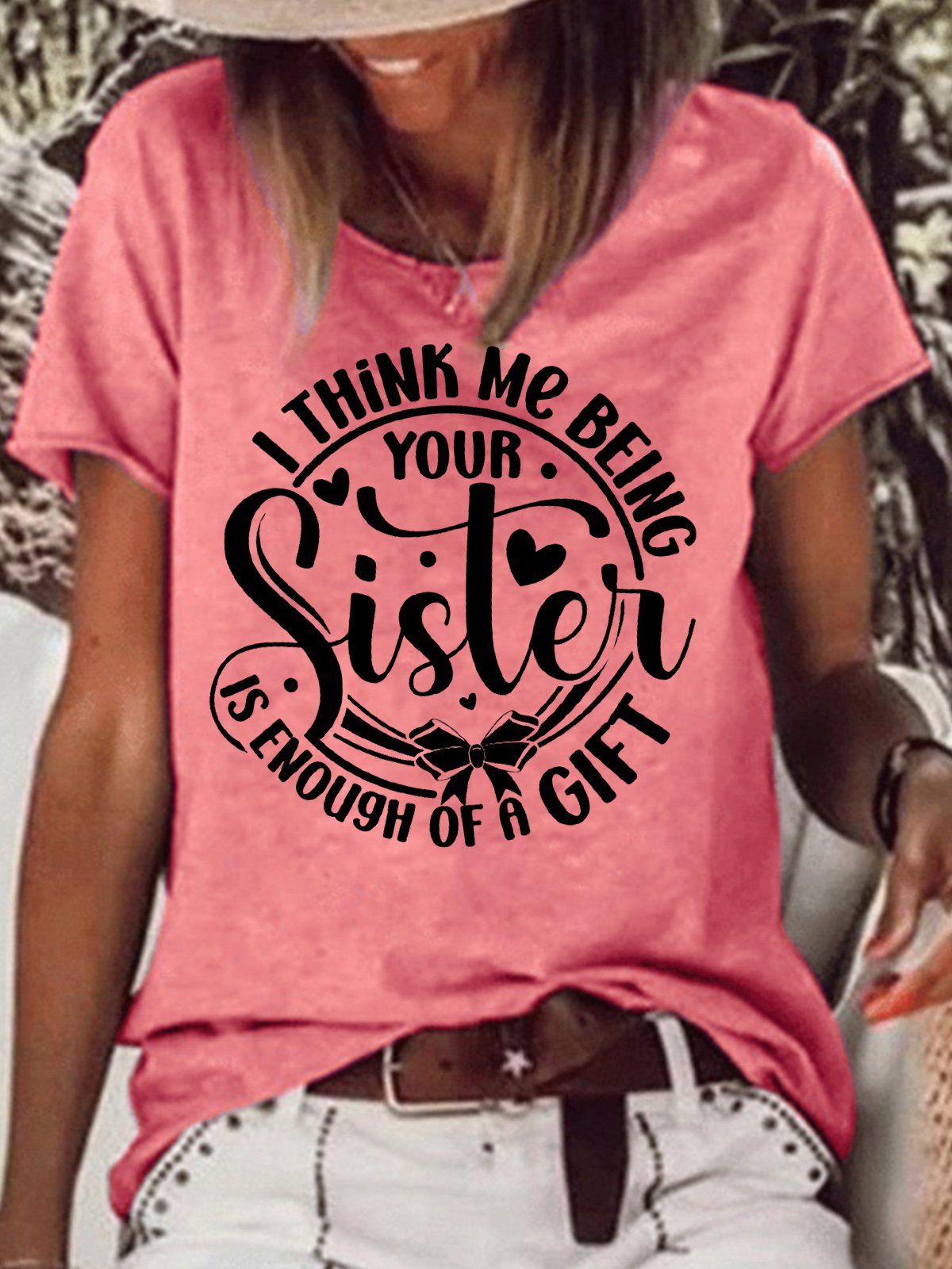US$ 20.68 - Womens Sister Crew Neck Cotton T-Shirt - www.zicopop.com
