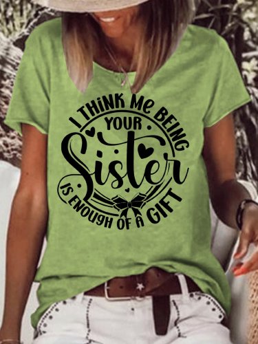 Womens Sister Crew Neck Cotton T-Shirt
