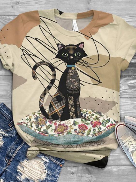 Women cat printed T-shirt