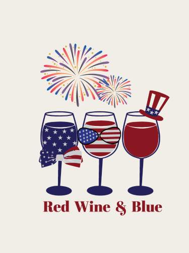 Red Wine and Blue 4th July Celebration With Firework V-Neck Lace Hollow out Short Sleeve T-Shirt