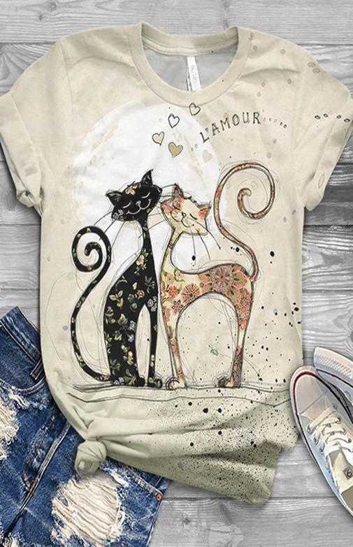Women cat printed T-shirt