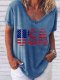 American flag USA print blue t-shirt