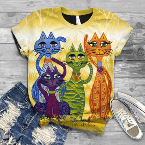4 Kitty Friends Harajuku 3D T-Shirt (Women)