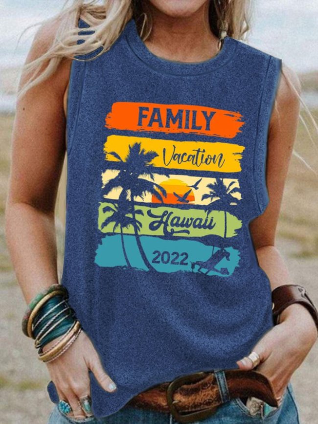 Family Vacation Women's Cotton Blends Loosen Tanks & Camis