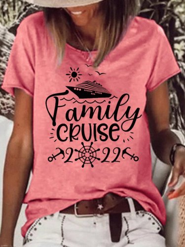 Womens Family Matching Vacation Cruise 2022 Crew Neck Casual T-Shirt