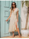 V-Neck Strap Irregular Slim Party Prom Midi Dress Vacation Holiday Ruffle Herm Dress