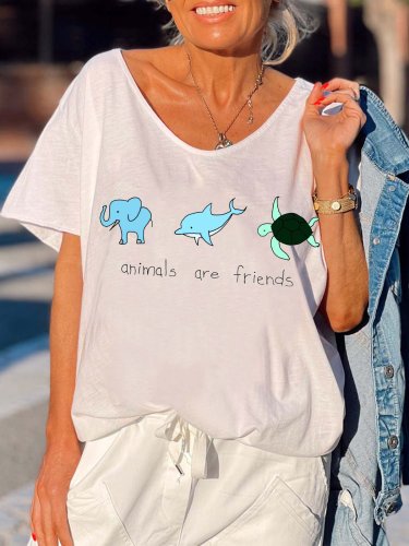 animal women’s V Neck Animal Casual T-Shirt