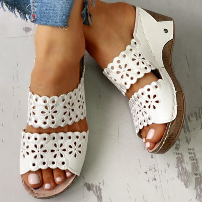 Open Toe Hollow Out Wedge Sandals