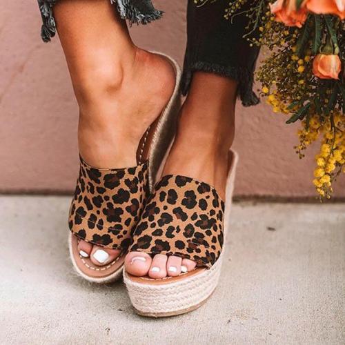 Fashion Leopard Wedge Sandals