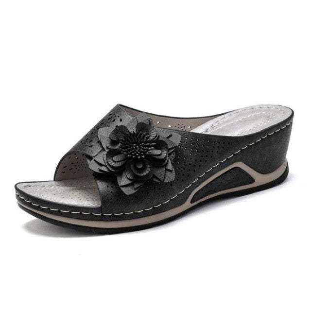 Wedges Slip-on PU Black Fashion Women's Platform Sandals