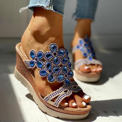 Studded Platform Wedge Casual Slingback Sandals