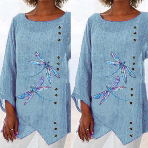 Dragonfly Round Neck Top