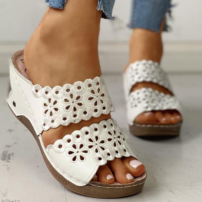 Open Toe Hollow Out Wedge Sandals