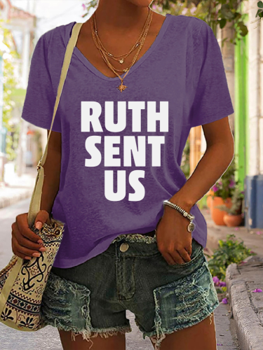 RUTH SENT US, Women Right Fight For It, V Neck Short Sleeve T Shirt