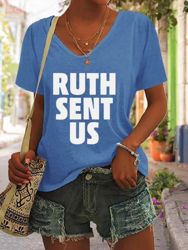 RUTH SENT US, Women Right Fight For It, V Neck Short Sleeve T Shirt