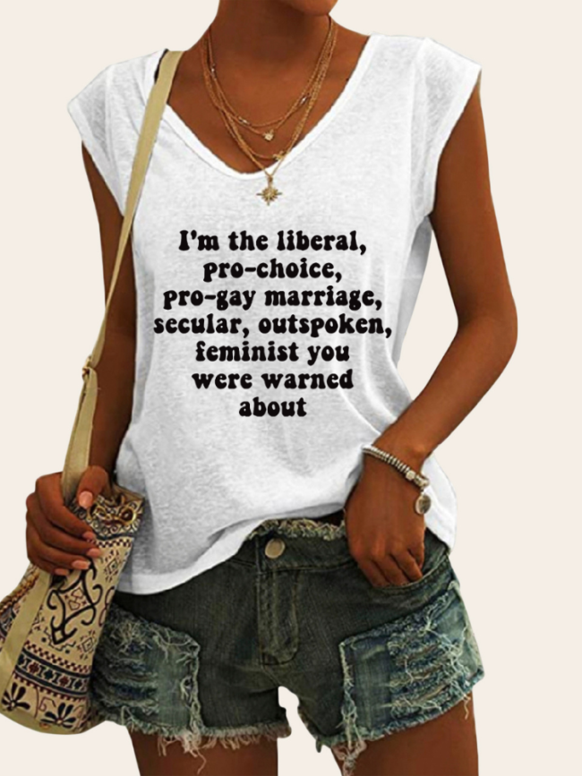 I'm the Liberal, Pro-Choice, Outspoken Feminist You Were Warned About,Pro Choice Shirt,,2022 Women's V Neck Cap Sleeve Tank
