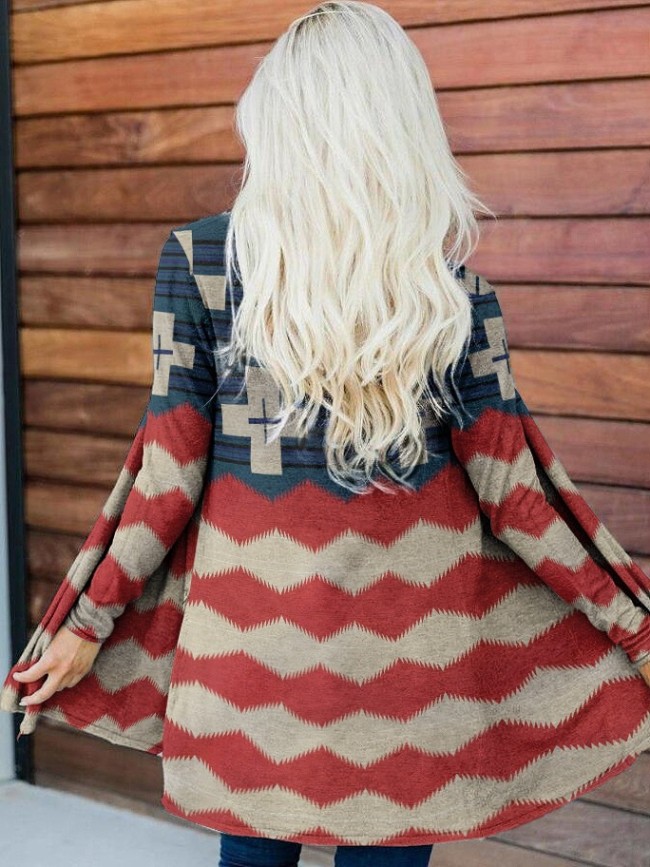 Women's Westery Style Aztec Bohemian Pattern Light Weight Cardigan
