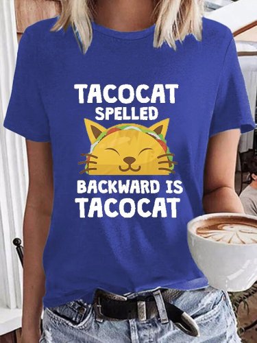 Casual Cat Print Short Sleeve T-Shirt