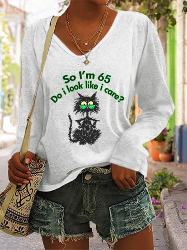 Funny Cat Long Sleeve Casual T-Shirt
