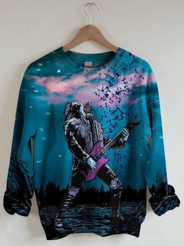 Women's Rock Electric Guitar Print Sweatshirt