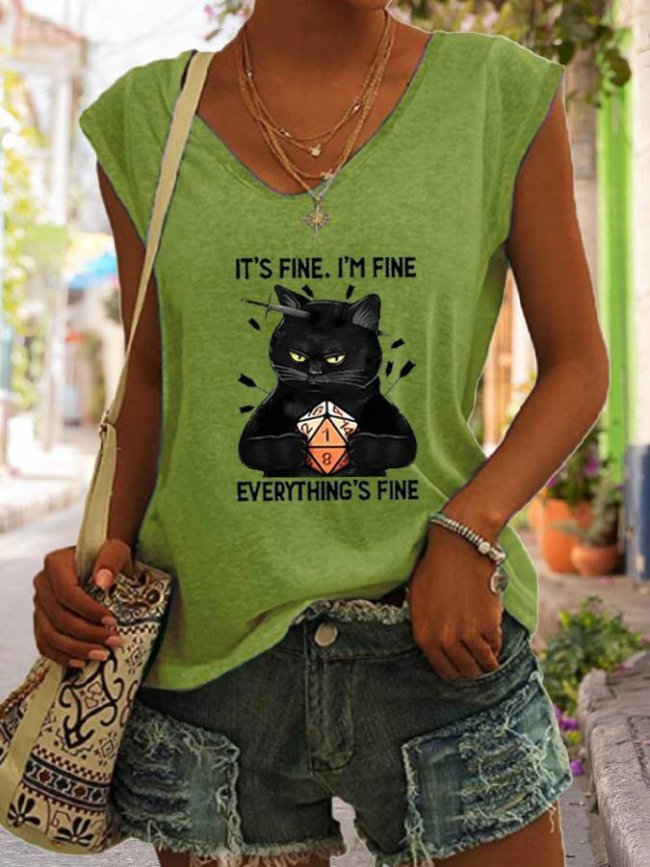 It's Fine I'm Fine Print Women Slogan T-Shirt