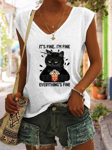 It's Fine I'm Fine Print Women Slogan T-Shirt