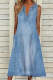 Solid Color Sleeveless V-Neck Casual Denim Midi Dress