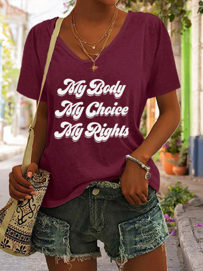 My Body My Choice Shirt, Womens Rights Shirt, Pro Choice Shirt,Cotton-Blend 10 Colors True To Size V Neck Short Sleeve T Shirt