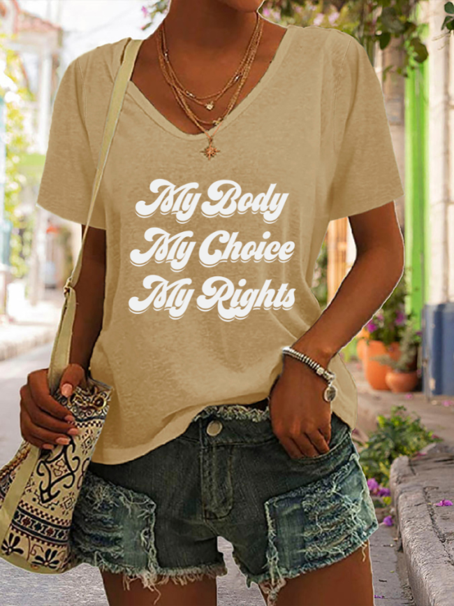 My Body My Choice Shirt, Womens Rights Shirt, Pro Choice Shirt,Cotton-Blend 10 Colors True To Size V Neck Short Sleeve T Shirt