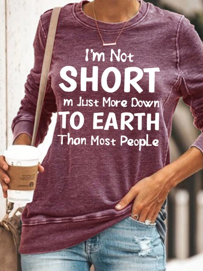 Womens Funny Short Girl Letters Casual Sweatshirts