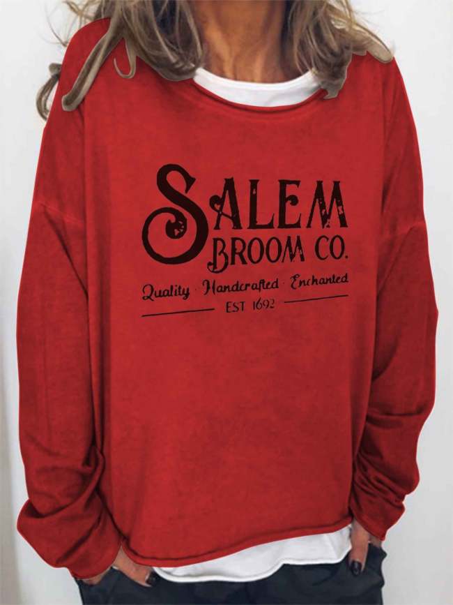 Women Halloween Salem Broom Co Long Sleeve Top