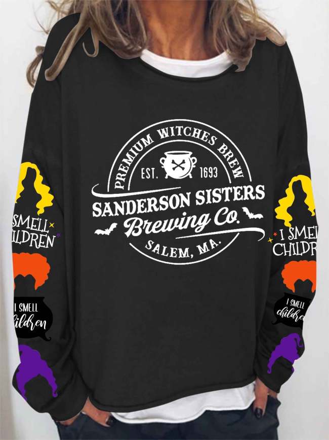 Women Halloween Hocus Pocus Sanderson Sister Brewing Co Long Sleeve Top