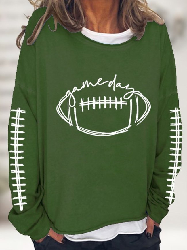 Women Game Day Football Lover Casual Long Sleeve Top