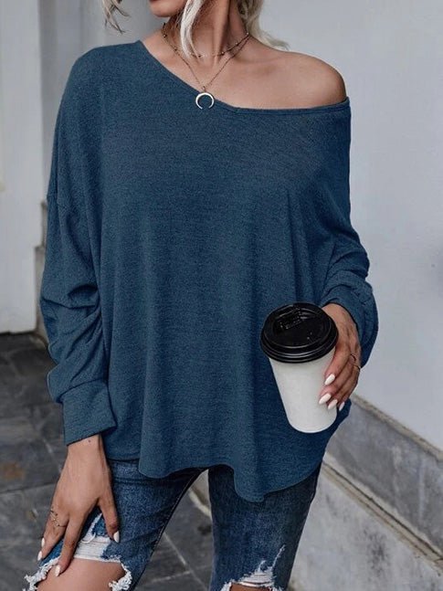Women's T-Shirts Loose Solid Dropped Shoulder T-Shirt