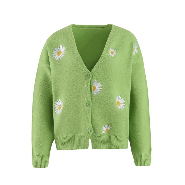 US$ 42.99 - Women's Sweater Embroidered Floral Pattern Single Breasted ...