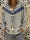 Women's Hooded Sweater Color Patchwork Loose Hooded Pullover Sweater