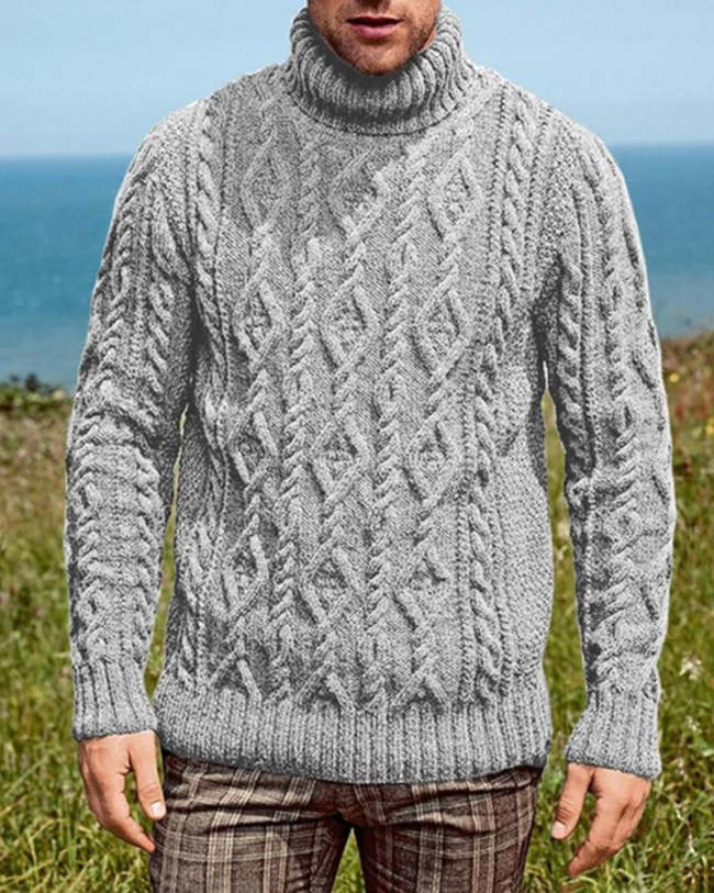 Men's Casual Sweaters Cable Knit Pullover Sweater