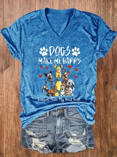 Women's Dogs Make Me Happy Graphic T-shirt